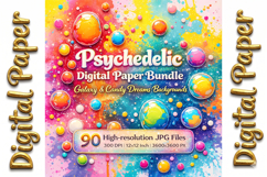 Psychedelic Digital Paper Bundle: Galaxy &amp; Candy Dreams Product Image 3
