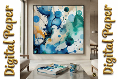 Aqua Watercolor Splatter Art: Abstract Texture Backgrounds Product Image 10