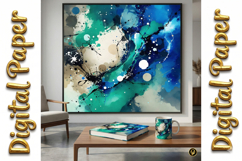 Aqua Watercolor Splatter Art: Abstract Texture Backgrounds Product Image 11