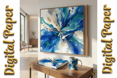 Aqua Watercolor Splatter Art: Abstract Texture Backgrounds Product Image 12