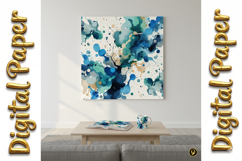 Aqua Watercolor Splatter Art: Abstract Texture Backgrounds Product Image 13