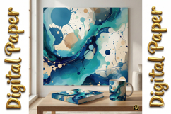 Aqua Watercolor Splatter Art: Abstract Texture Backgrounds Product Image 14
