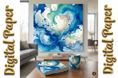 Aqua Watercolor Splatter Art: Abstract Texture Backgrounds Product Image 15