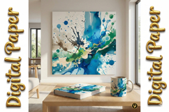 Aqua Watercolor Splatter Art: Abstract Texture Backgrounds Product Image 16