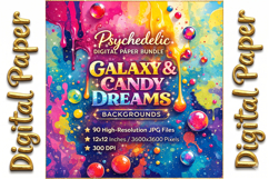 Psychedelic Digital Paper Bundle: Galaxy &amp; Candy Dreams Product Image 4