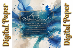 Aqua Watercolor Splatter Art: Abstract Texture Backgrounds Product Image 3