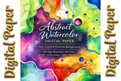 Abstract Fluid Ink Watercolor Digital Paper Product Image 4