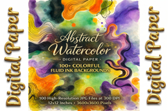 Abstract Fluid Ink Watercolor Digital Paper Product Image 5