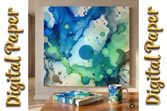Aqua Watercolor Splatter Art: Abstract Texture Backgrounds Product Image 7