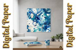 Aqua Watercolor Splatter Art: Abstract Texture Backgrounds Product Image 8