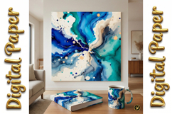 Aqua Watercolor Splatter Art: Abstract Texture Backgrounds Product Image 9