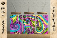 16oz Libbey Glass Can Colorful Geometric Texture Sublimation Product Image 1