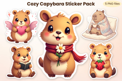 Cute capybara stickers printable | Cozy animal sticker PNG Product Image 1