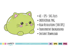Kawaii animal clipart with colorful rounded character designs