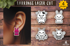 Kawaii Animal Earrings SVG Cute Laser cut