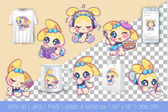Kawaii Bunny Character 02. Cute Rabbit Sticker Product Image 2