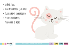 adorable kitten clipart bundle in soft colors