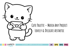 kawaii cat digital stamp pack