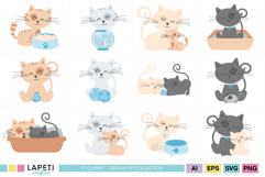 Pastel cat illustrations for stickers