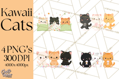 Kawaii Cat Clipart, Cute Kitten PNG, Fun Cat Illustrations Product Image 1