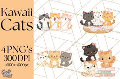 Kawaii Cat Clipart, Cute Kitten PNG, Fun Cat Illustrations Product Image 1