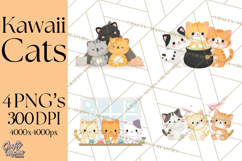 Kawaii Cat Clipart, Cute Kitten PNG, Fun Cat Illustrations Product Image 1