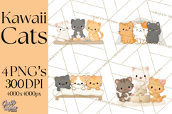 Kawaii Cat Clipart, Cute Kitten PNG, Fun Cat Illustrations Product Image 2