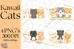 Kawaii Cat Clipart, Cute Kitten PNG, Fun Cat Illustrations Product Image 1