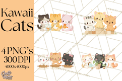 Kawaii Cat Clipart, Cute Kitten PNG, Fun Cat Illustrations Product Image 1