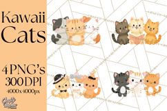 Kawaii Cat Clipart, Cute Kitten PNG, Fun Cat Illustrations Product Image 1