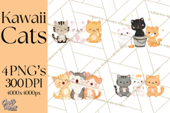 Kawaii Cat Clipart, Cute Kitten PNG, Fun Cat Illustrations Product Image 1