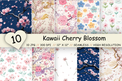 kawaii digital paper, cherry blossom pattern, kawaii seamless pattern, japanese digital paper, cherry blossom paper, kawaii floral pattern, sakura digital paper, kawaii scrapbook paper, cherry blossom tile, kawaii pattern bundle, sakura seamless pattern, 