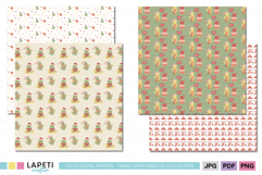 Digital paper set with adorable cactus and Christmas tree patterns, perfect for cards, crafts, and holiday planners.