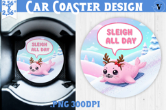 Cute Christmas car coaster | Kawaii Pink Xmas Product Image 1