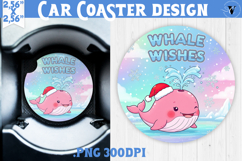 Cute Christmas car coaster | Kawaii Pink Xmas Product Image 1