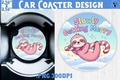 Cute Christmas car coaster | Kawaii Pink Xmas Product Image 1