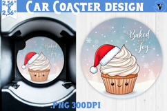 Cute Christmas car coaster | Kawaii Pink Xmas Product Image 1