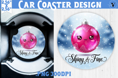 Cute Christmas car coaster | Kawaii Pink Xmas Product Image 1