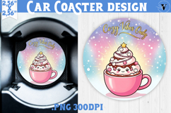 Cute Christmas car coaster | Kawaii Pink Xmas Product Image 1