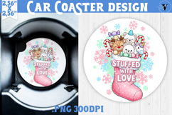 Cute Christmas car coaster | Kawaii Pink Xmas Product Image 1
