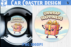 Cute Christmas car coaster | Kawaii Pink Xmas Product Image 1