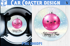 Cute Christmas car coaster | Kawaii Pink Xmas Product Image 1