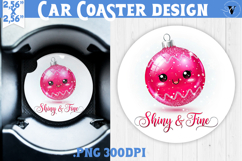 Cute Christmas car coaster | Kawaii Pink Xmas Product Image 1