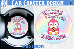 Cute Christmas car coaster | Kawaii Pink Xmas Product Image 1