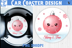 Cute Christmas car coaster | Kawaii Pink Xmas Product Image 1