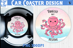 Cute Christmas car coaster | Kawaii Pink Xmas Product Image 1