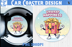 Cute Christmas car coaster | Kawaii Pink Xmas Product Image 1
