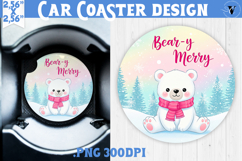 Cute Christmas car coaster | Kawaii Pink Xmas Product Image 1