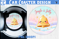 Cute Christmas car coaster | Kawaii Pink Xmas Product Image 1