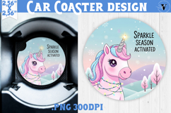 Cute Christmas car coaster | Kawaii Pink Xmas Product Image 1